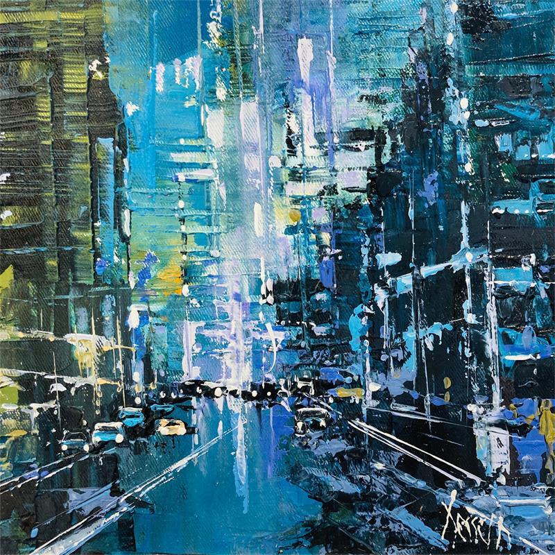 Painting Blue Lights by Dessein Pierre | Painting Abstract Oil