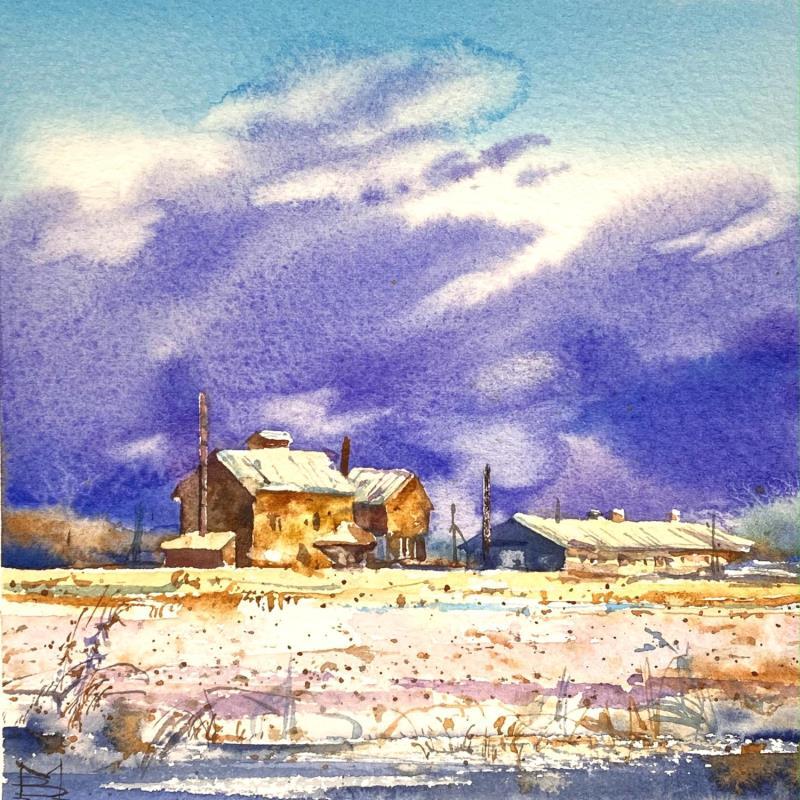 Painting Field  by Volynskih Mariya  | Painting Figurative Landscapes Nature Minimalist Watercolor