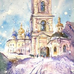 Peinture Church par Volynskih Mariya  | Tableau Figuratif Aquarelle Architecture, Paysages, Urbain