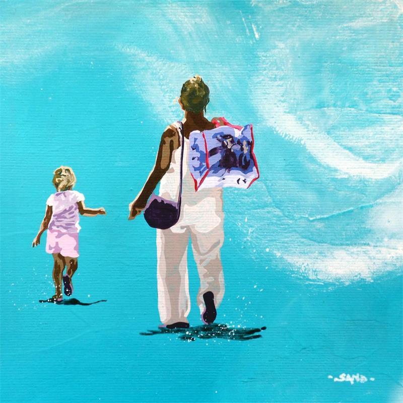 Peinture maman d'influence par Sand | Tableau Figuratif Marine Scènes de vie Acrylique