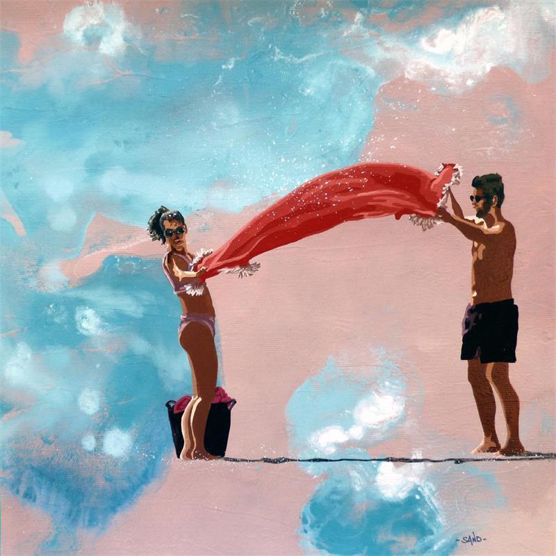 Painting duo sous le sable by Sand | Painting Figurative Marine Life style Acrylic