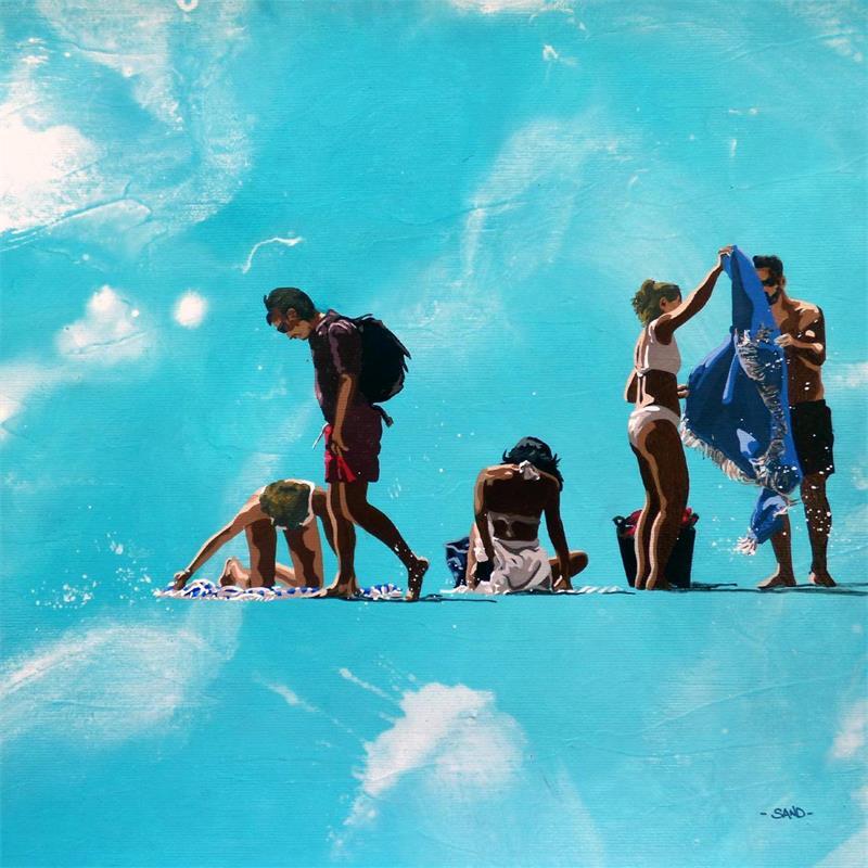 Painting Atlantique en bande organisée by Sand | Painting Figurative Marine Life style Acrylic