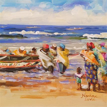 Painting Arrivée des pêcheurs 2 by Lama Niankoye | Painting