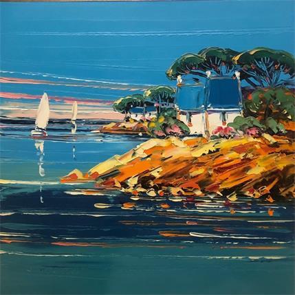Peinture La côte par Corbière Liisa | Tableau Figuratif Carton, Huile Marine, Paysages