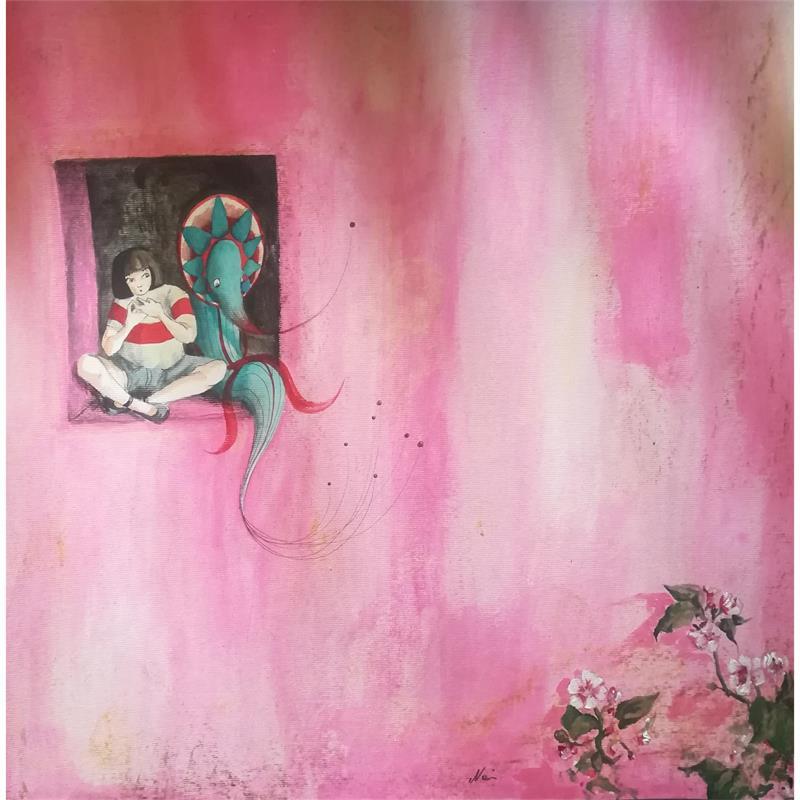 Peinture Quando Sbiadiscono I Muri E Nascono I Fiori par Nai | Tableau Surréalisme Acrylique