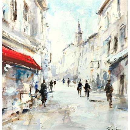 Peinture Basilica Saint-Sernin Toulouse par Poumelin Richard | Tableau Figuratif Acrylique, Huile scènes de vie, Urbain