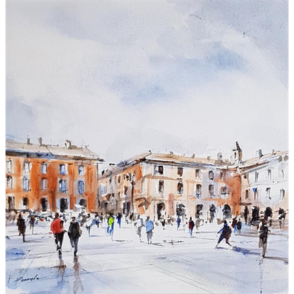 Painting Place du capitole Toulouse by Poumelin Richard | Painting Figurative Acrylic, Oil Life style, Urban