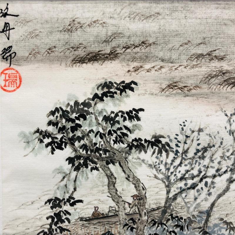 Gemälde Rafting on river von Amblard Rui | Gemälde Figurativ Landschaften Aquarell