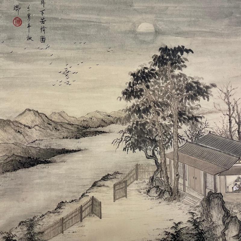 Gemälde The night of diligent study von Amblard Rui | Gemälde Aquarell