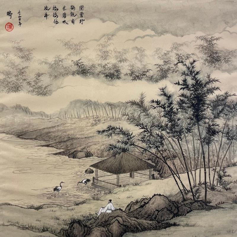 Peinture A place to find serenity par Amblard Rui | Tableau Aquarelle