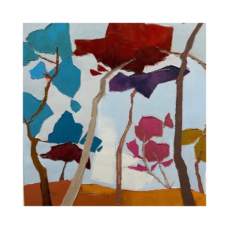 Peinture Pins en couleurs par PAPAIL | Tableau Figuratif Paysages Huile