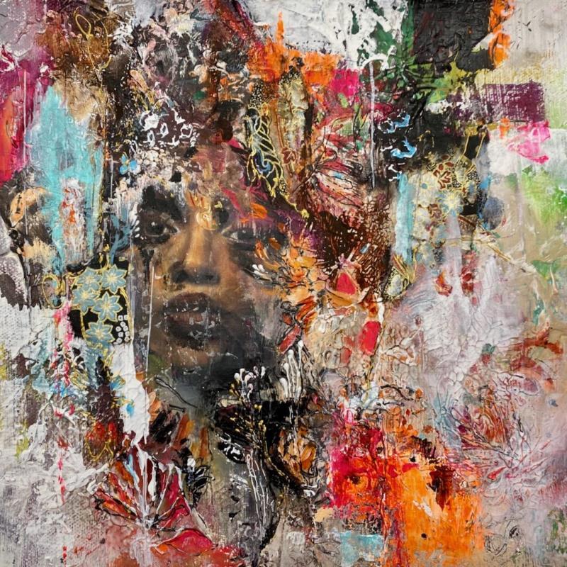 Painting Playing Hide and Seek by Bergeron Marie-Josée | Painting Figurative Life style Oil Acrylic Gluing