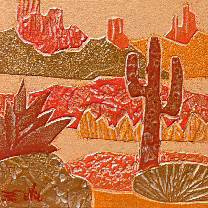 Painting 0c DESERT.  Rouge et orange by Devie Bernard  | Painting Figurative Subject matter Landscapes Cardboard Acrylic