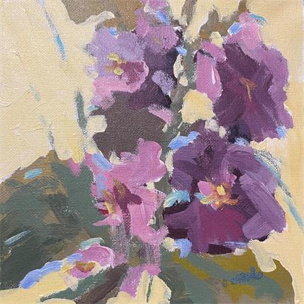 Painting Happy Hollyhocks by Carrillo Cindy | Painting Figurative Landscapes