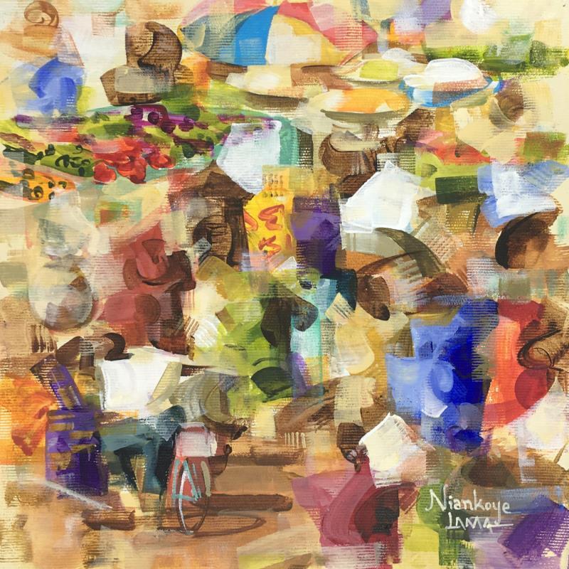 Pintura Marche Africain por Lama Niankoye | Pintura Abstracto Urbano Life style Acrílico