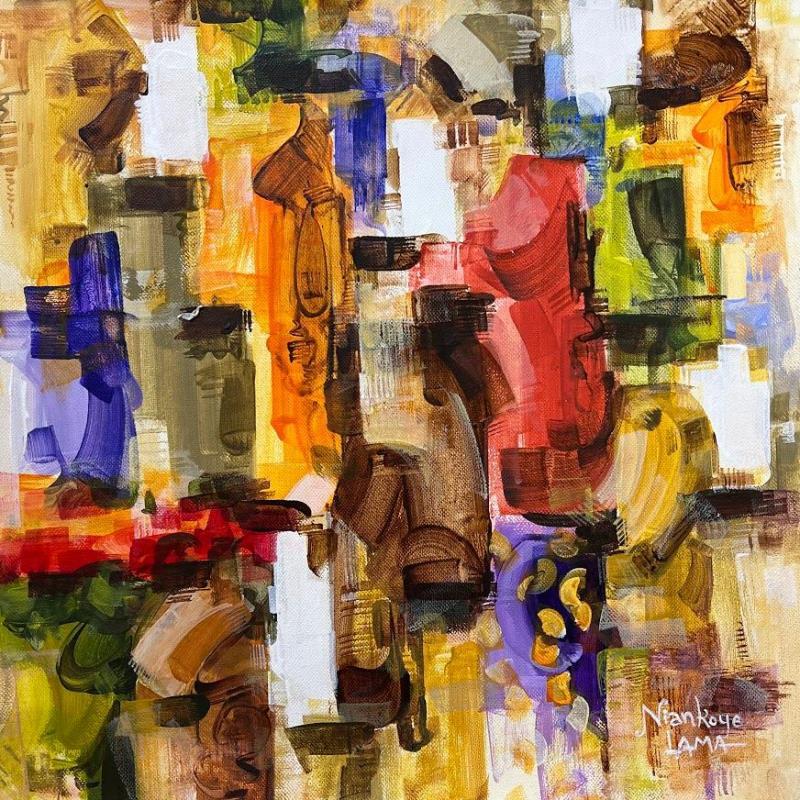 Peinture Couleurs Tropicales par Lama Niankoye | Tableau Figuratif Urbain Scènes de vie Acrylique