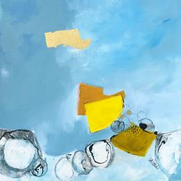 Peinture Flotter et méditer par Lau Blou | Tableau Abstrait Acrylique, carton