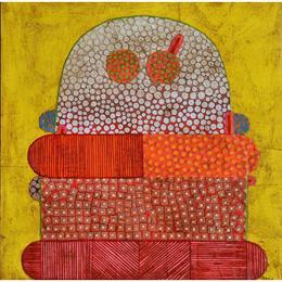 Painting Mountain People 1 by Ortiz Gustavo | Painting Figurative Gluing Portrait