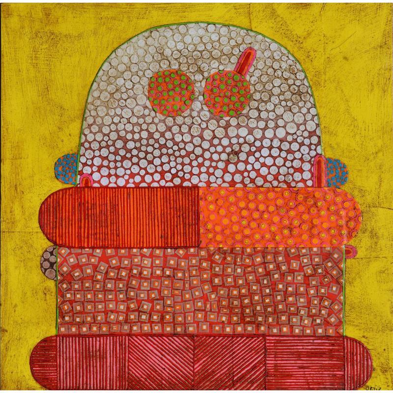 Painting Mountain People 1 by Ortiz Gustavo | Painting Figurative Portrait Gluing