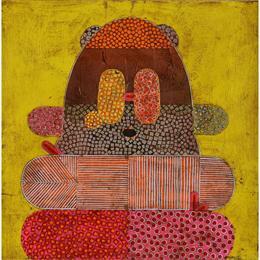 Painting Mountain People 3 by Ortiz Gustavo | Painting Figurative Gluing Portrait