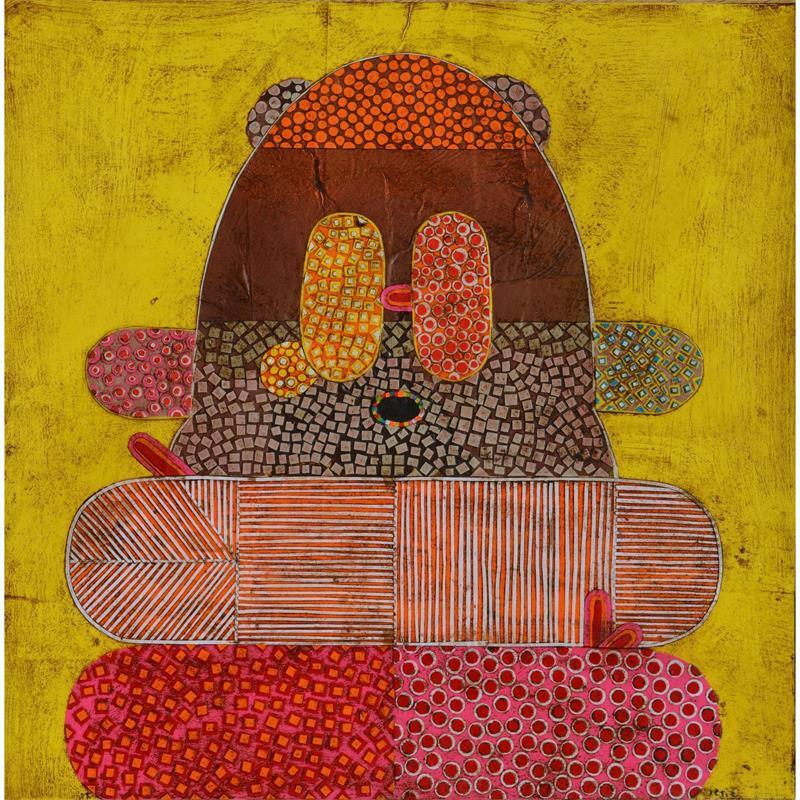 Painting Mountain People 3 by Ortiz Gustavo | Painting Figurative Portrait Gluing