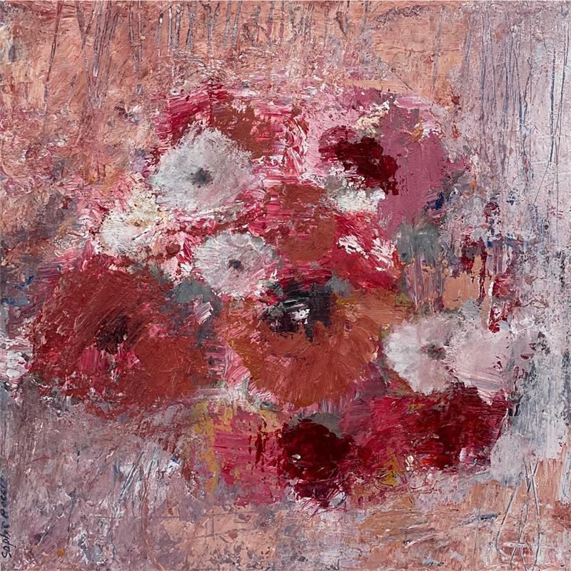 Painting Jardin des âmes  by Rocco Sophie | Painting Figurative Life style Still-life Cardboard Oil Acrylic Gluing Sand