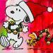 Painting snoopy ready for xmas by Mestres Sergi | Painting Pop-art Urban Pop icons Graffiti Cardboard