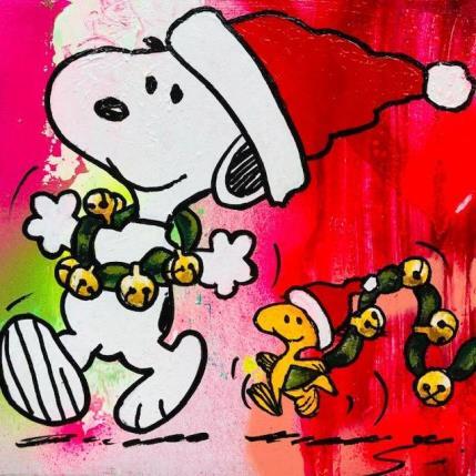 Peinture snoopy ready for xmas par Mestres Sergi | Tableau Pop-art Carton, Graffiti Icones Pop, Urbain