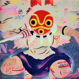 Peinture Princesse Mononoke par Lemoine Mael | Tableau Street Art Graffiti, Posca Icones Pop