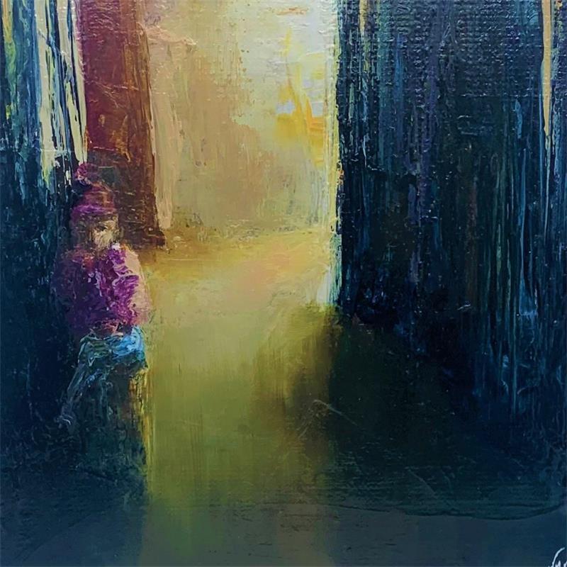 Peinture Dans l'ombre par Vinnie | Tableau Figuratif Scènes de vie Huile