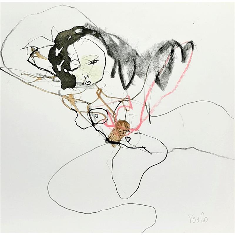 Peinture Tourbillon -8 par YO&CO | Tableau Abstrait Nu Noir & blanc Encre