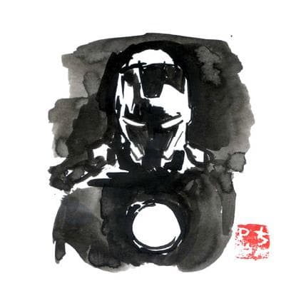 Gemälde iron man von Péchane | Gemälde Figurativ Aquarell, Tinte Porträt