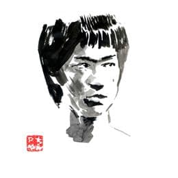 Peinture bruce lee par Péchane | Tableau Figuratif Aquarelle, Encre Noir & blanc, Portraits