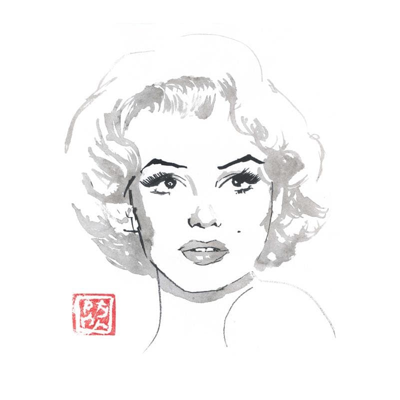 Gemälde marilyn von Péchane | Gemälde Figurativ Porträt Aquarell Tinte