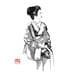 Painting waiting geisha by Péchane | Painting Figurative Portrait Life style Watercolor Ink