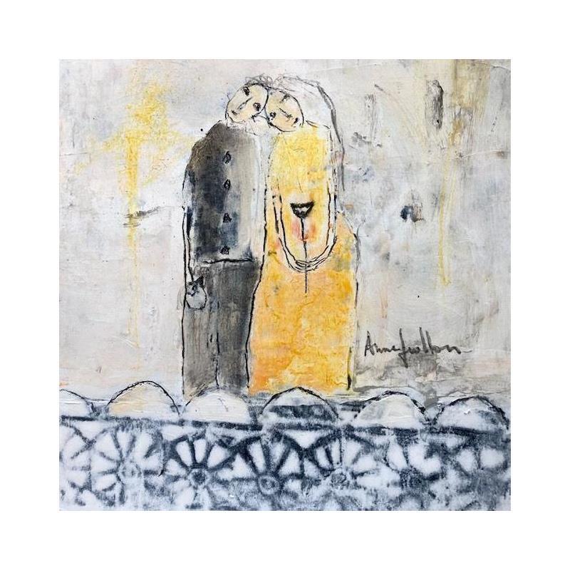 Painting En jaune et noir by Guillon Anne | Painting Figurative Life style