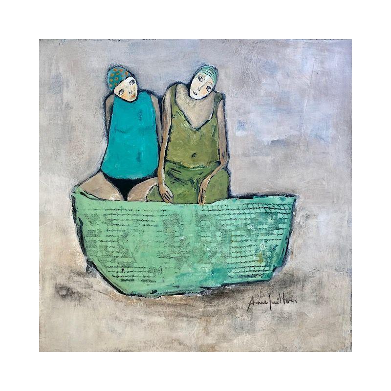 Pintura Les baigneurs 1 por Guillon Anne | Pintura Figurativo Life style