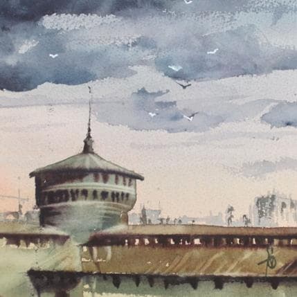 Peinture La Tour Nord par Abbatucci Violaine | Tableau Figuratif Aquarelle Paysages