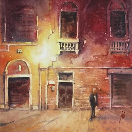 Peinture Rouge vénitien par Abbatucci Violaine | Tableau Figuratif Aquarelle Paysages