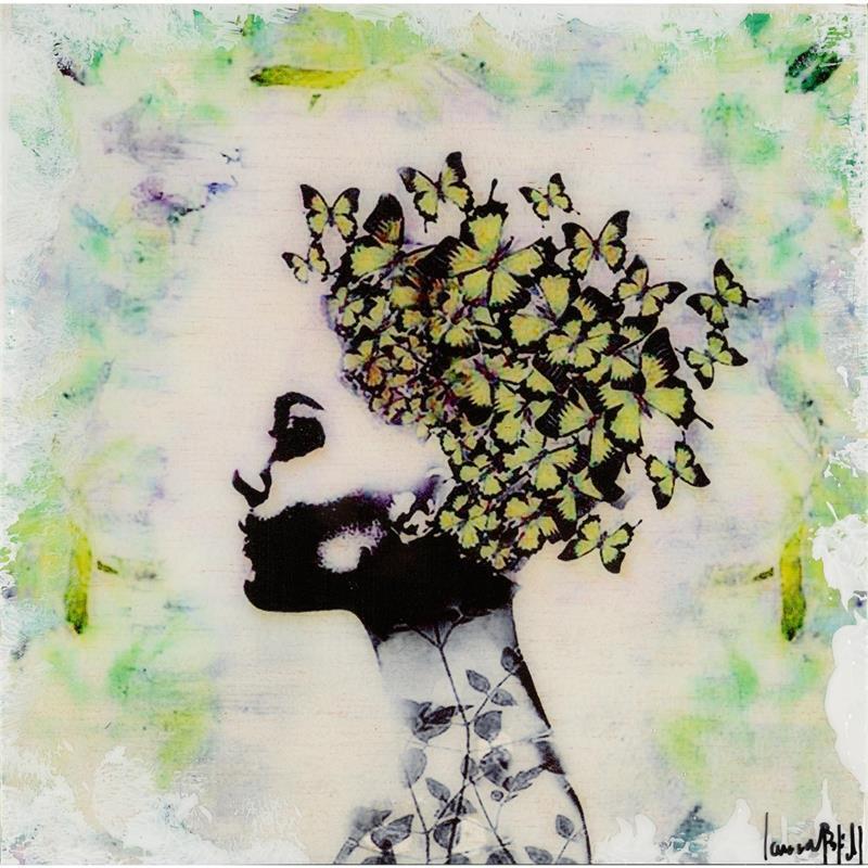 Painting Pausada by Bofill Laura | Painting Figurative Portrait Wood Acrylic