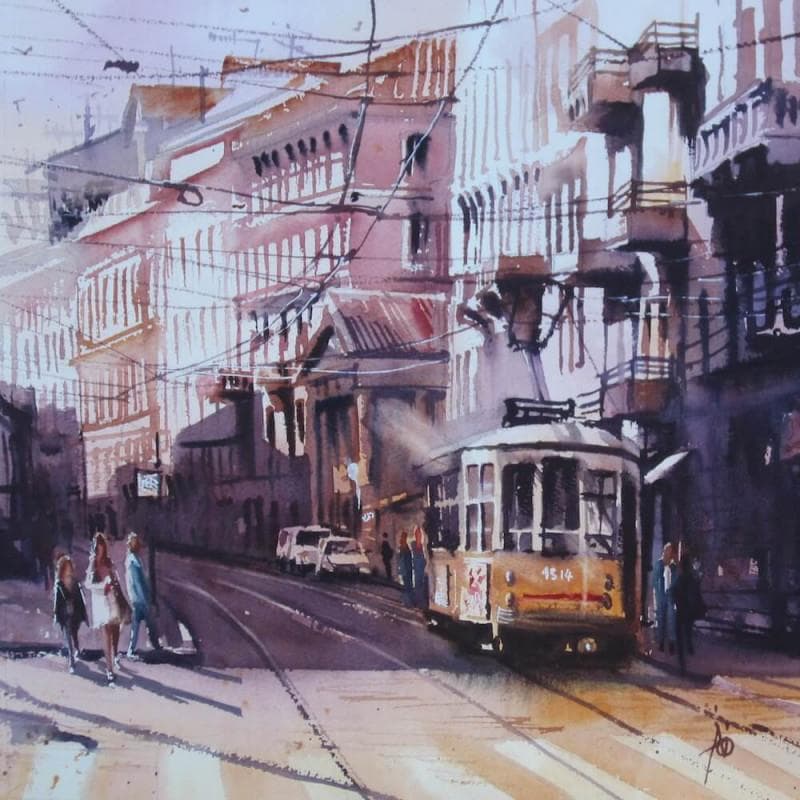 Painting Le 1314 by Abbatucci Violaine | Painting Figurative Landscapes Watercolor