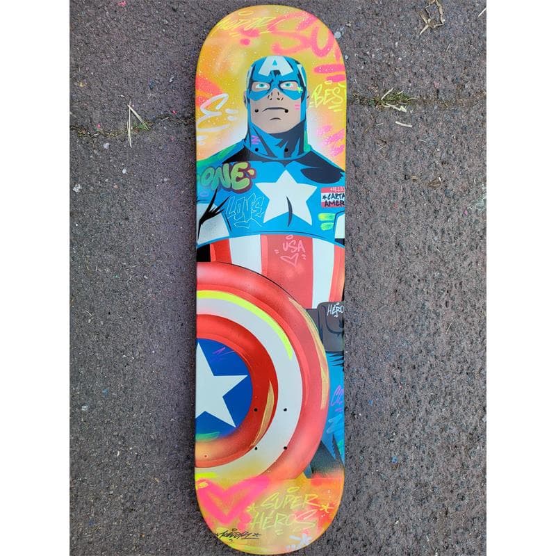 Sculpture Captain America par Lemoine Mael | Sculpture Pop-art Graffiti Posca