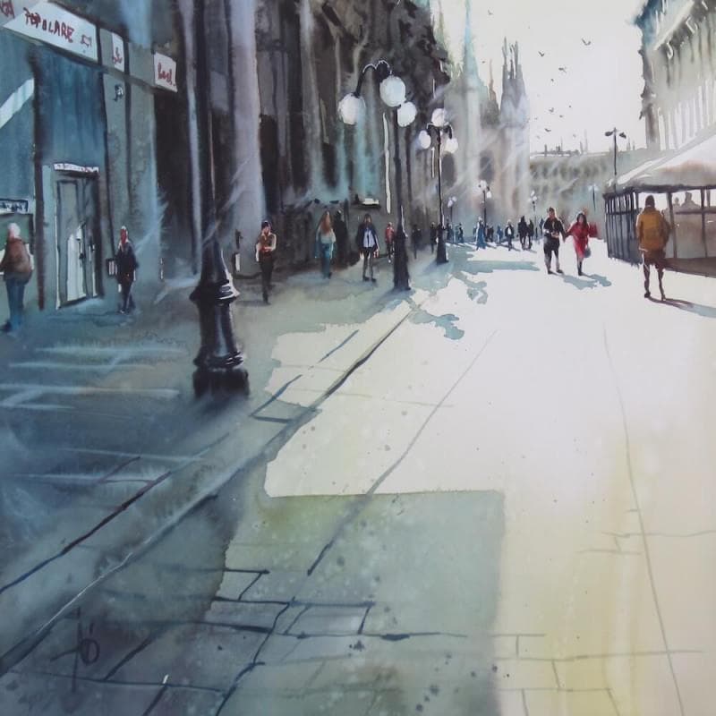 Peinture Douce lumière matinale par Abbatucci Violaine | Tableau Figuratif Urbain Aquarelle