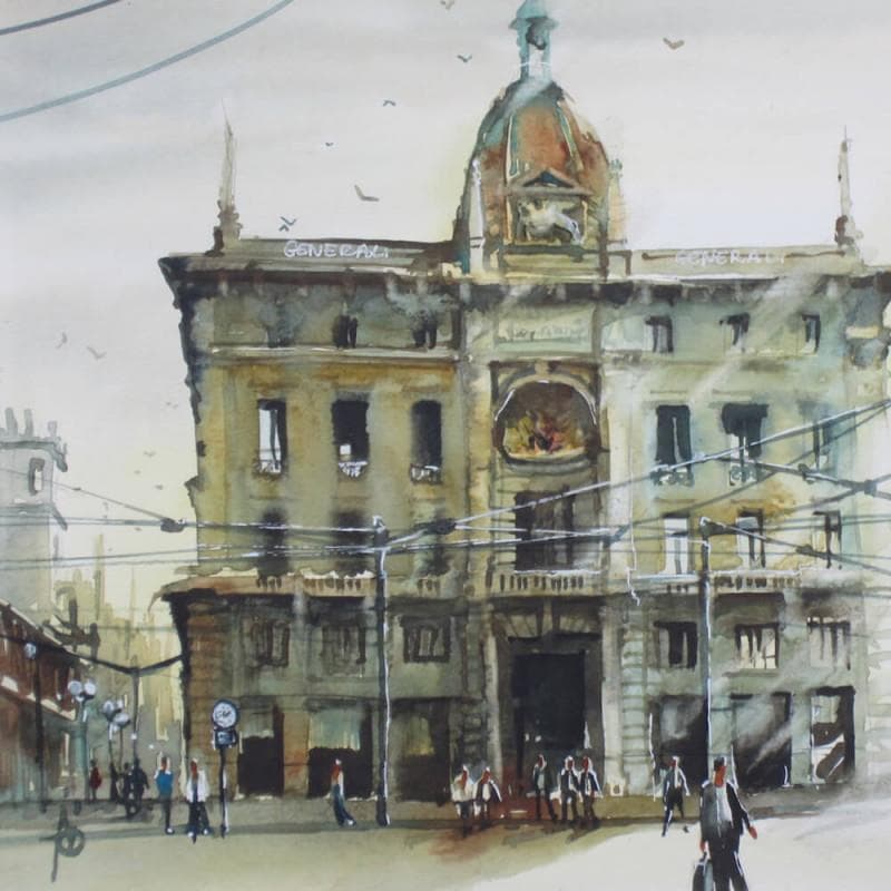 Painting Assurement by Abbatucci Violaine | Painting Figurative Landscapes Watercolor