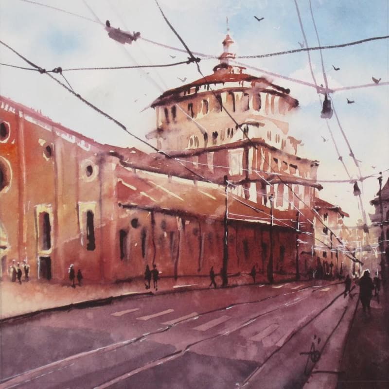 Gemälde Rermercions Sainte Marie von Abbatucci Violaine | Gemälde Figurativ Landschaften Aquarell