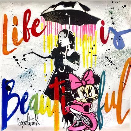 Painting Minnie, life is beautiful by Cornée Patrick | Painting Pop-art Acrylic, Graffiti Life style, Pop icons