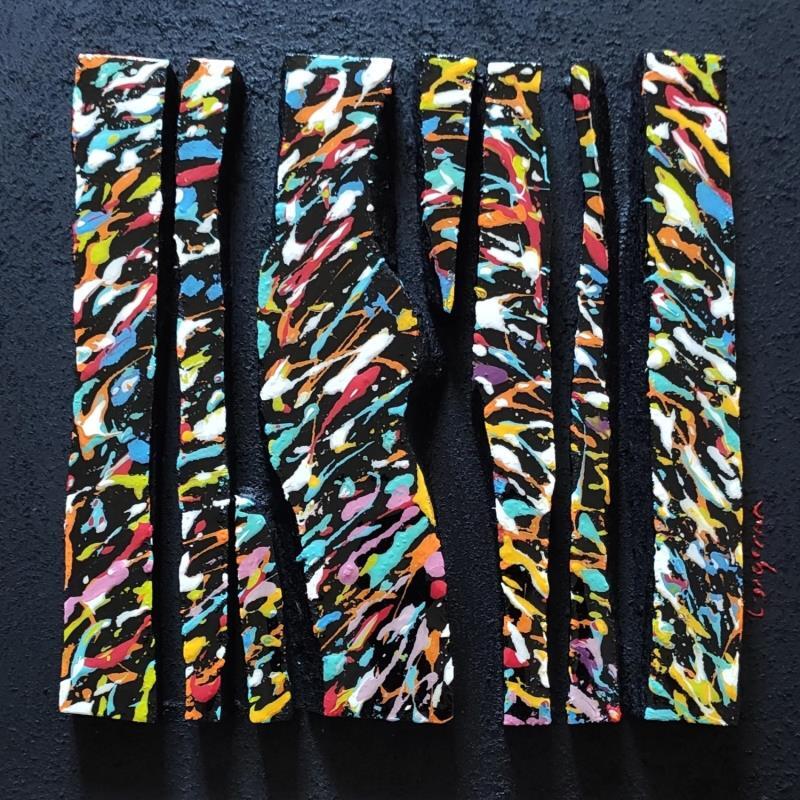 Painting Bc 8 drop multi rouge vert by Langeron Luc | Painting Wood Acrylic Resin