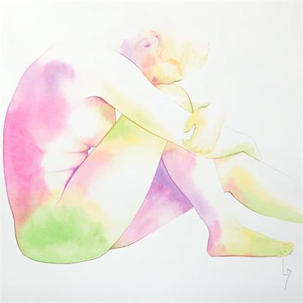 Painting Nu Femme 140 Allyson by Loussouarn Michèle | Painting Figurative Watercolor Nude, Portrait