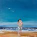 Painting Tendresse sur la plage by Hanniet | Painting Figurative Marine Life style Oil