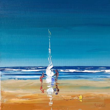 Painting Voilier en bord de mer by Hanniet | Painting Figurative Oil Landscapes, Life style, Marine